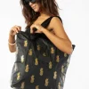 Aloha Pineapple Royale Day Tripper In Gold On Black< Shopping Totes | Beach Bags