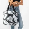 Aloha Luggage And Bags Le Palm Day Tripper White On Black< Shopping Totes | Beach Bags