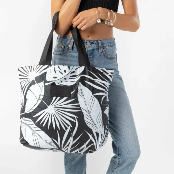 Aloha Luggage And Bags Le Palm Day Tripper White On Black< Shopping Totes | Beach Bags