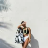 Aloha Luggage And Bags Le Palm Day Tripper White On Black< Shopping Totes | Beach Bags