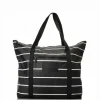 Aloha Luggage And Bags Pinstripe Zipper Tote In White On Black< Shopping Totes | Beach Bags