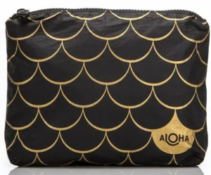 Aloha Women's Small Black Mermaid Pouch In Gold<Women Toiletry Bags | Cosmetic Bags