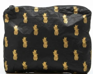 Aloha Women's Small Pineapple Royale Pouch In Gold On Black<Women Toiletry Bags | Cosmetic Bags