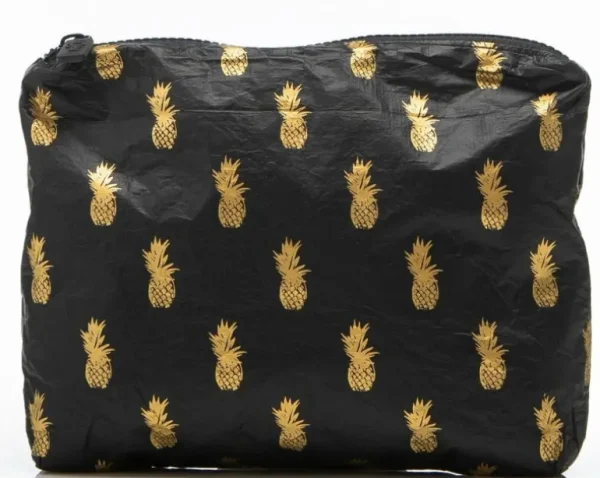 Aloha Women's Small Pineapple Royale Pouch In Gold On Black<Women Toiletry Bags | Cosmetic Bags